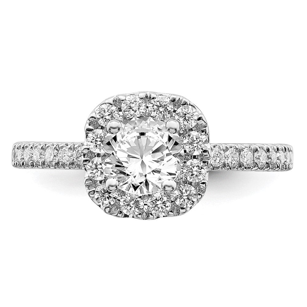 14k White Gold 1 carat Lab Grown Diamond VS/SI+ G+ Complete Round Halo Engagement Ring