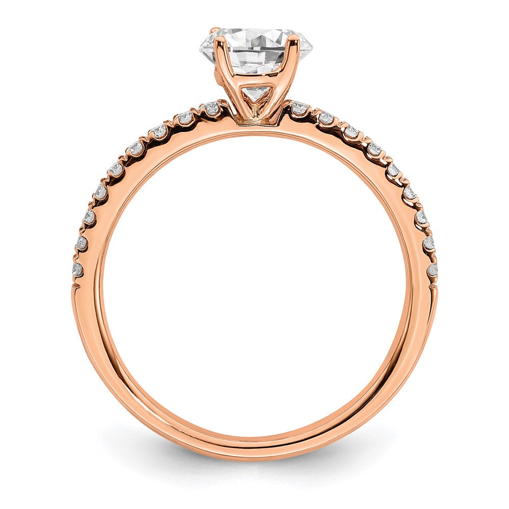 14k Rose Gold 3/4 carat Lab Grown Diamond VS/SI+ G+ Semi Mount Round Size 5 Engagement Ring