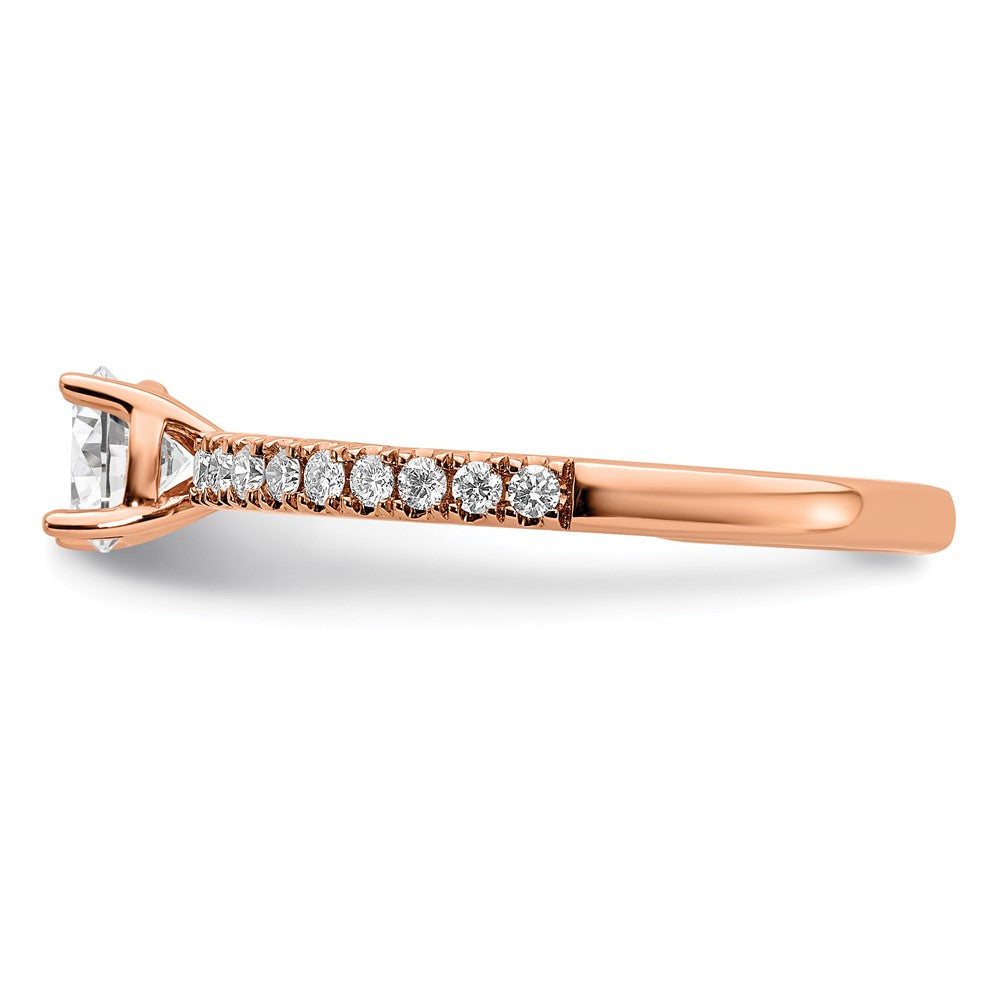 14k Rose Gold 3/4 carat Lab Grown Diamond VS/SI+ G+ Semi Mount Round Size 5 Engagement Ring
