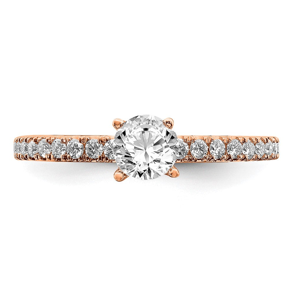 14k Rose Gold 3/4 carat Lab Grown Diamond VS/SI+ G+ Semi Mount Round Size 5 Engagement Ring