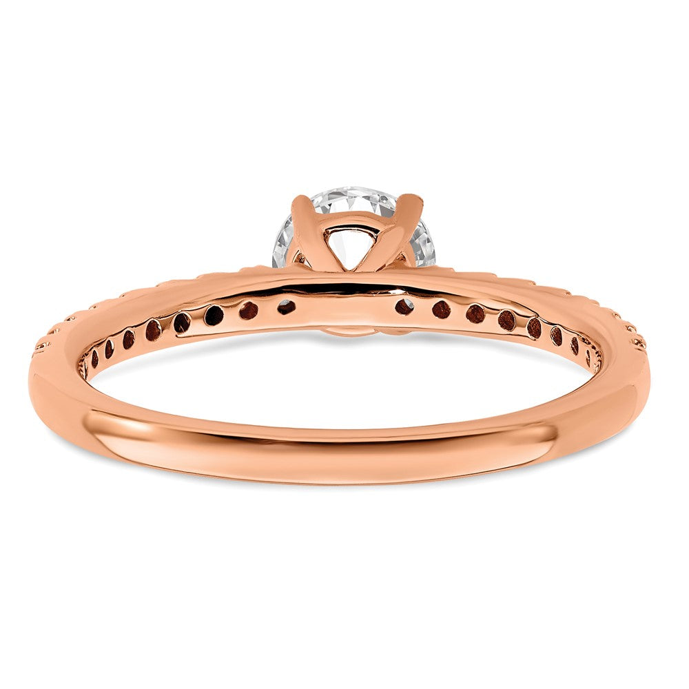 14k Rose Gold 3/4 carat Lab Grown Diamond VS/SI+ G+ Semi Mount Round Size 5 Engagement Ring
