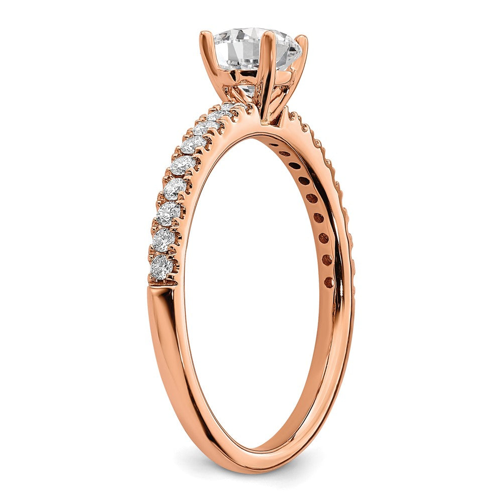 14k Rose Gold 3/4 carat Lab Grown Diamond VS/SI+ G+ Semi Mount Round Size 5 Engagement Ring