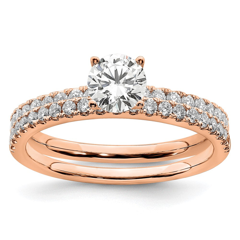 14k Rose Gold 3/4 carat Lab Grown Diamond VS/SI+ G+ Semi Mount Round Size 5 Engagement Ring