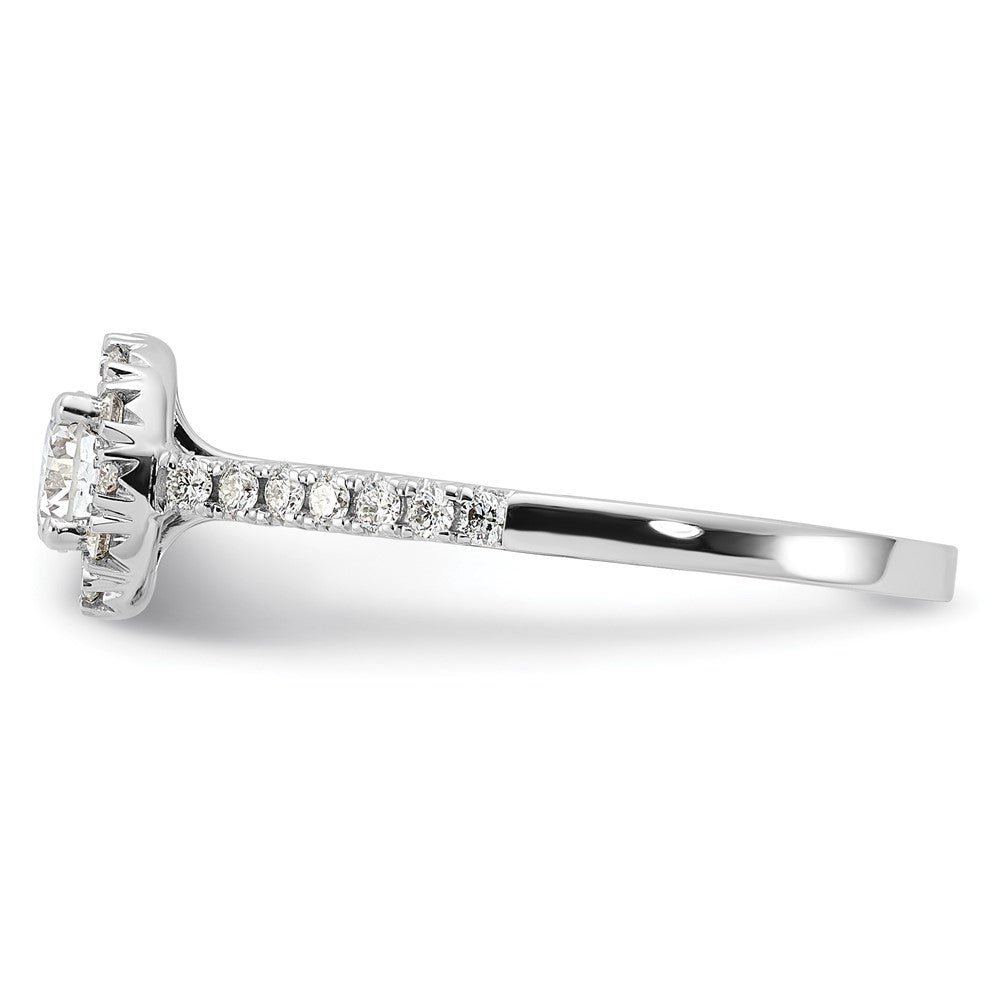 14k White Gold 3/4 carat Lab Grown Diamond VS/SI+ G+ Round Complete Halo Engagement Ring
