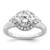 14k White Gold 1/2 carat Lab Grown Diamond VS/SI+ G+ 1 1/2 carat Center Round Semi Mount Three Stone Engagement Ring
