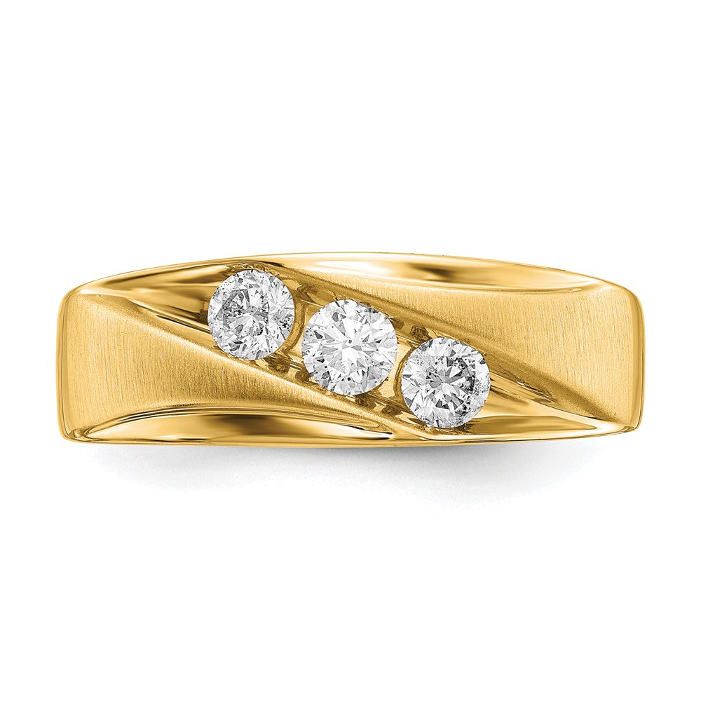 IBGoodman 14k 5/8 carat Lab Grown Diamond VS/SI+ G+ Three Stone Complete Men's Ring