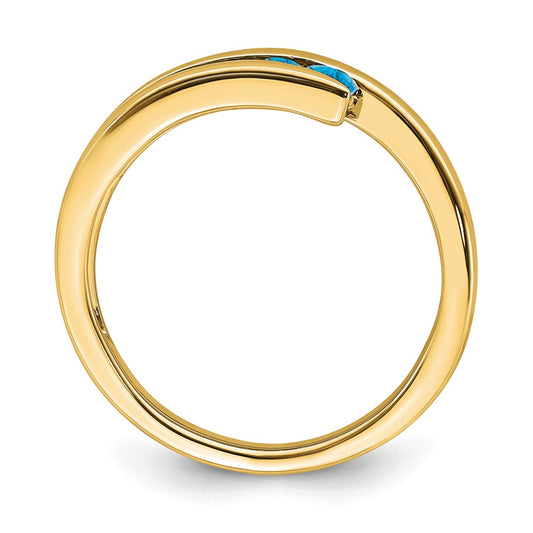 10k Blue Topaz Graduated 4-stone Ring