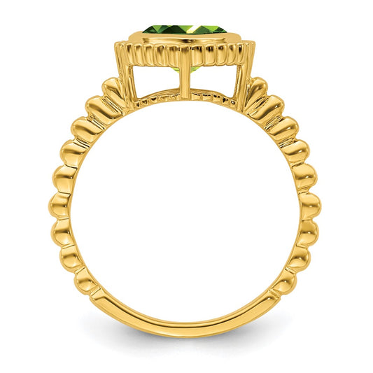 10k 6mm Cushion Peridot Ring