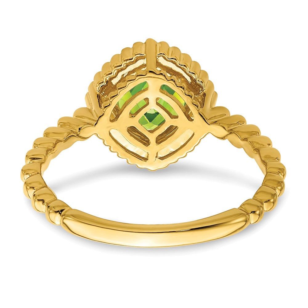 10k 6mm Cushion Peridot Ring