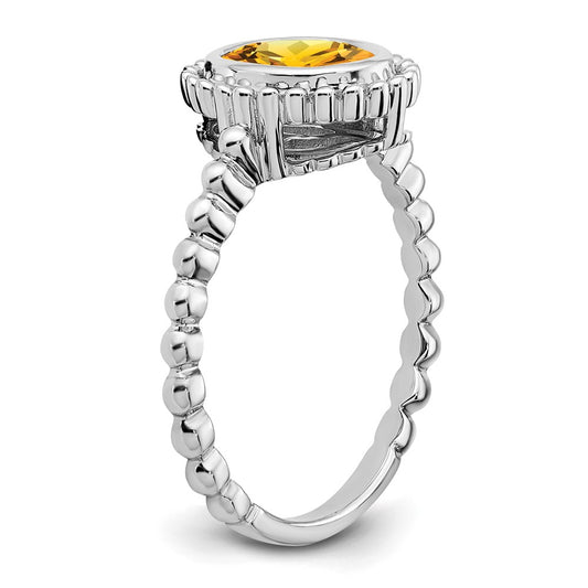 10k White Gold 8x6mm Oval Citrine Ring