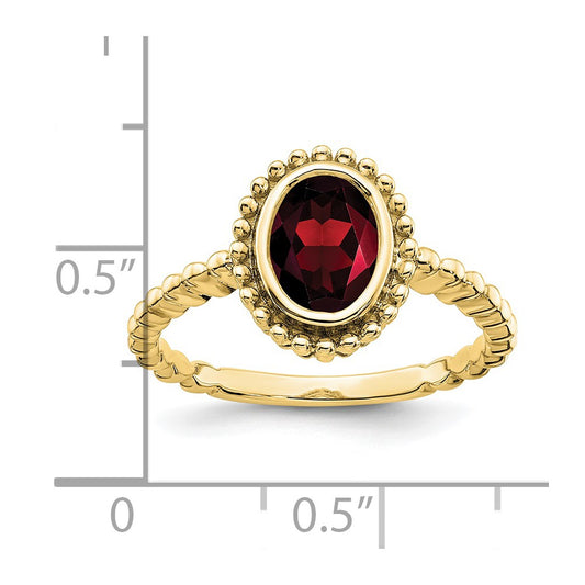 10k 8x6mm Oval Garnet Ring