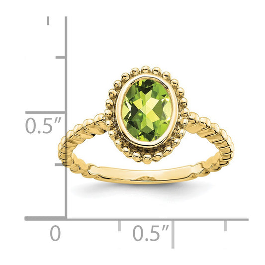 10k 8x6mm Oval Peridot Ring