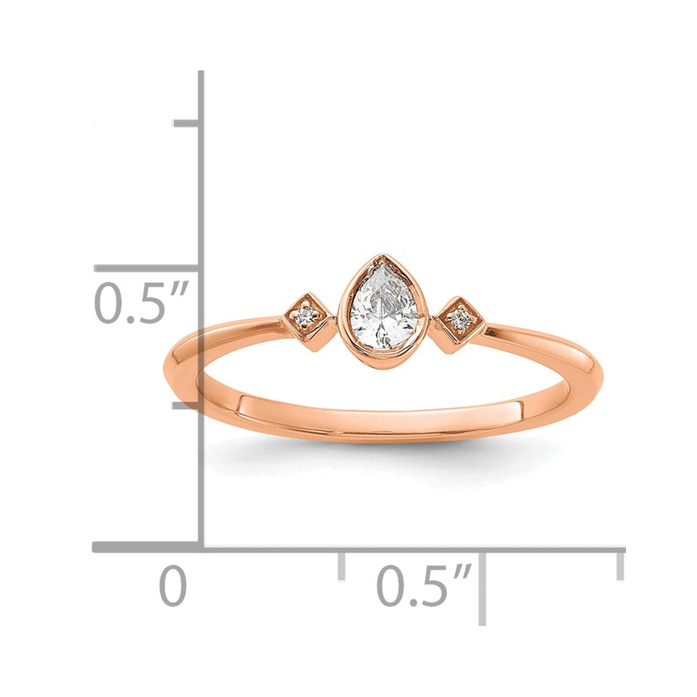 14k Rose Gold Petite 3-Stone 1/15 carat Pear Diamond Complete Promise/Engagement Ring