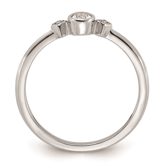 14k White Gold Petite 3-Stone 1/15 carat Pear Diamond Complete Promise/Engagement Ring