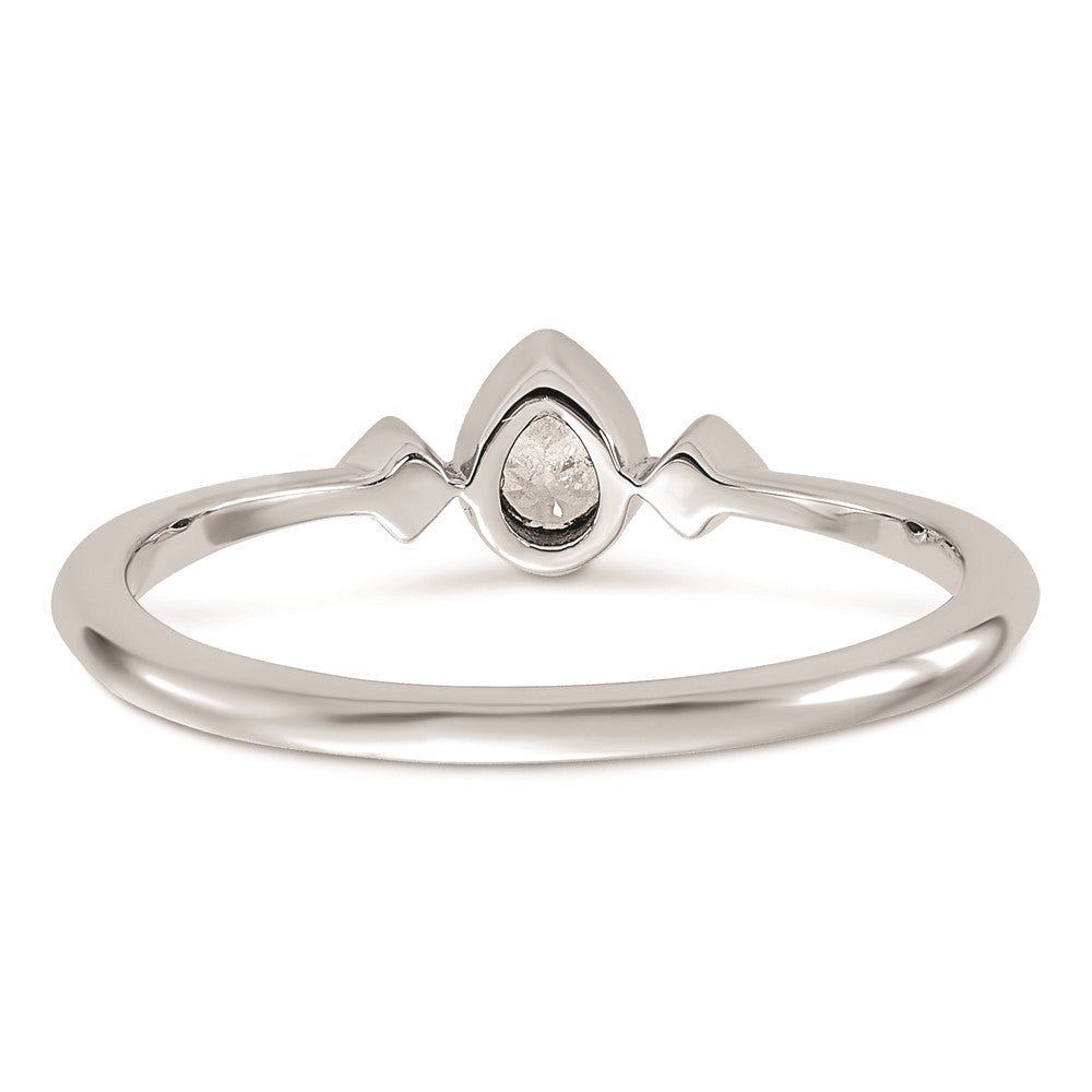 14k White Gold Petite 3-Stone 1/15 carat Pear Diamond Complete Promise/Engagement Ring