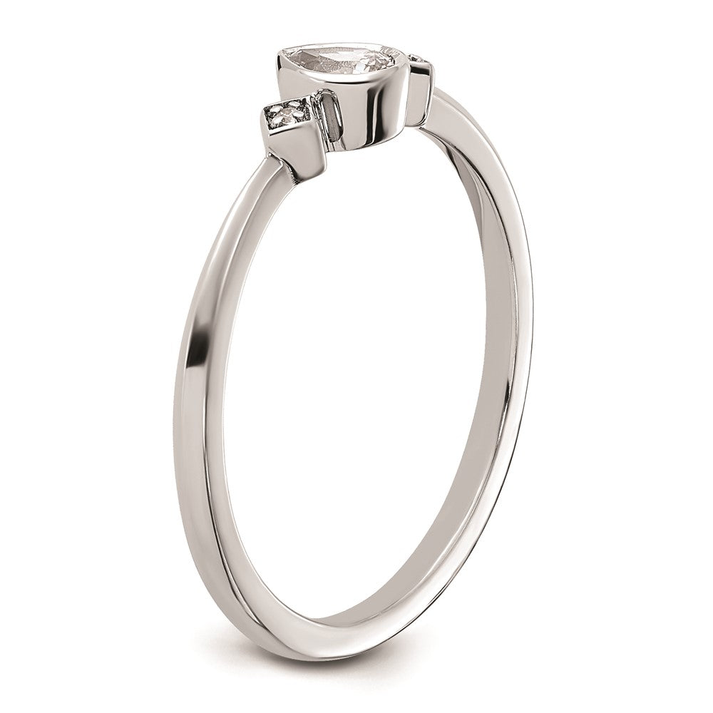14k White Gold Petite 3-Stone 1/15 carat Pear Diamond Complete Promise/Engagement Ring
