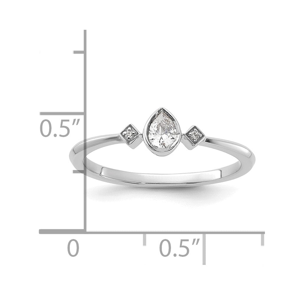 14k White Gold Petite 3-Stone 1/15 carat Pear Diamond Complete Promise/Engagement Ring