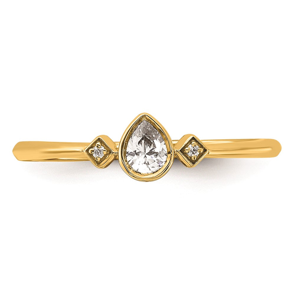 14k Petite 3-Stone 1/15 carat Pear Diamond Complete Promise/Engagement Ring