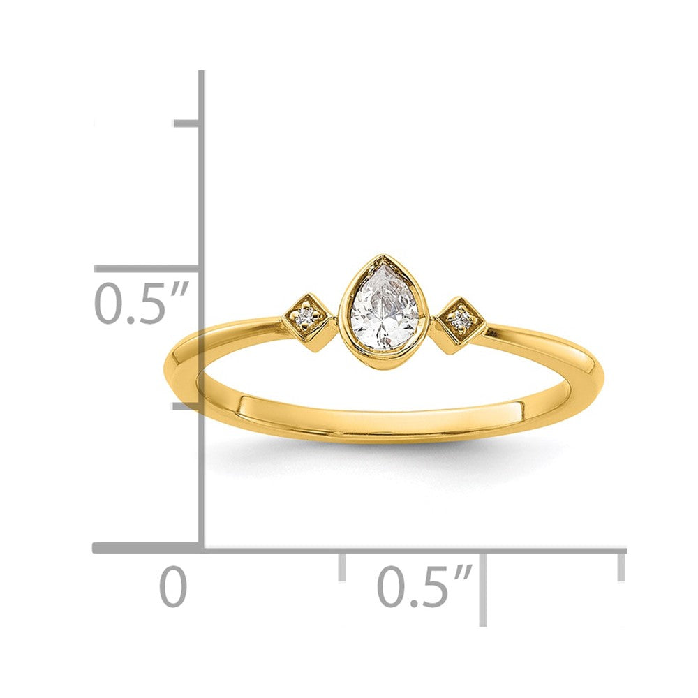 14k Petite 3-Stone 1/15 carat Pear Diamond Complete Promise/Engagement Ring