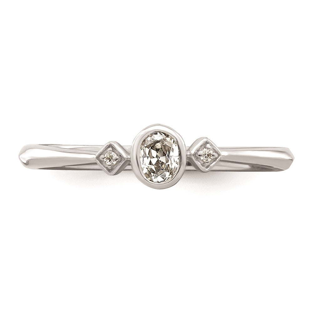 14k White Gold Petite 3-Stone 1/15 carat Oval Diamond Complete Promise/Engagement Ring