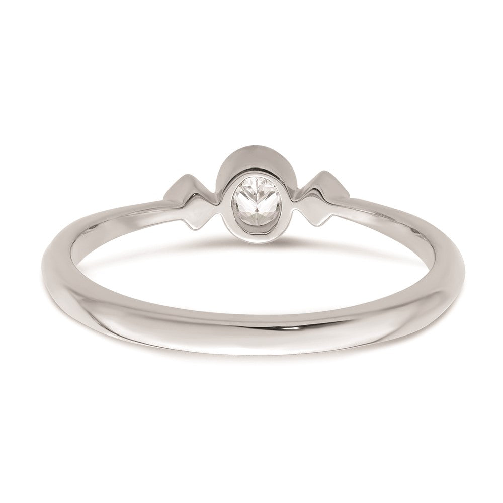 14k White Gold Petite 3-Stone 1/15 carat Oval Diamond Complete Promise/Engagement Ring