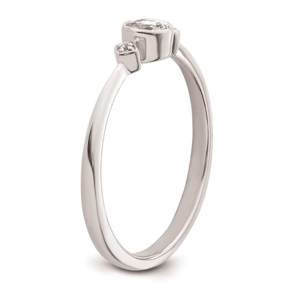 14k White Gold Petite 3-Stone 1/15 carat Oval Diamond Complete Promise/Engagement Ring