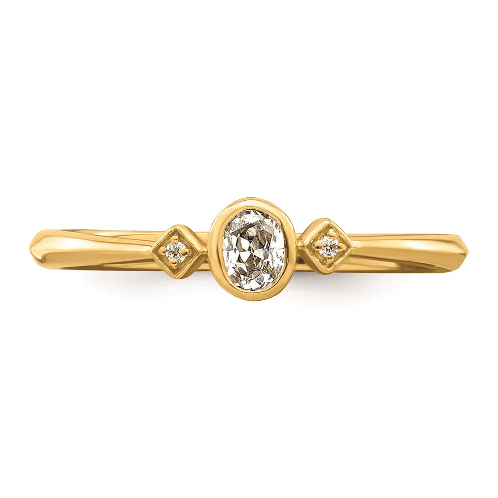 14k Petite 3-Stone 1/15 carat Oval Diamond Complete Promise/Engagement Ring