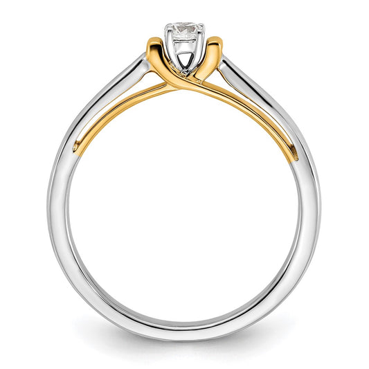 14k Two-tone 1/8 carat Lab Grown Diamond VS/SI+ G+ Complete Petite Engagement Ring