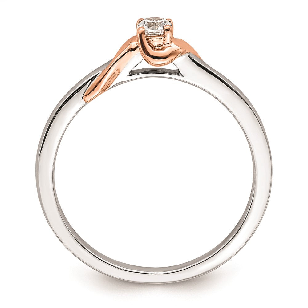 First Promise 14k White and Rose Gold 1/10 carat Round Diamond Complete Promise/Engagement Ring