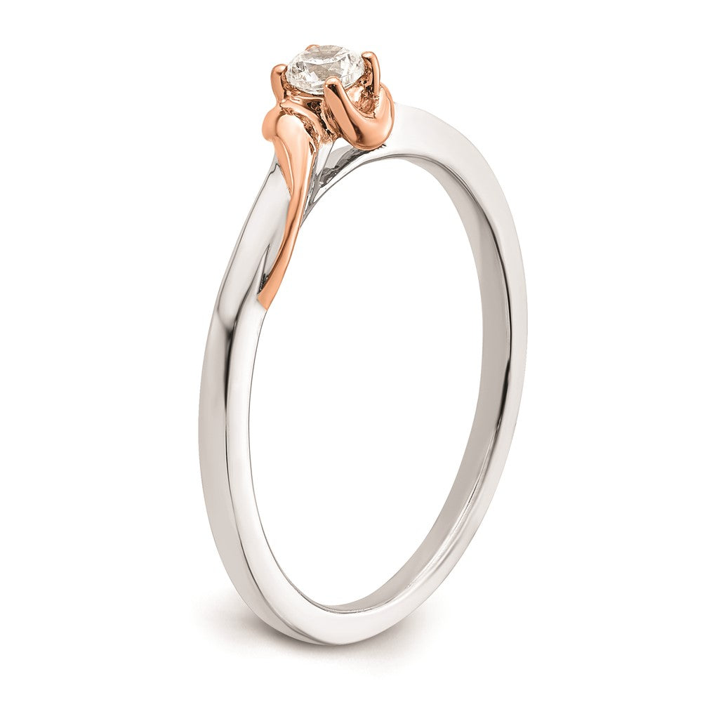 First Promise 14k White and Rose Gold 1/10 carat Round Diamond Complete Promise/Engagement Ring