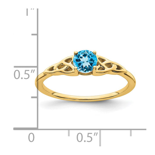 10k 4.5mm Round December/ Blue Topaz Celtic Knot Size 7 Birthstone Ring