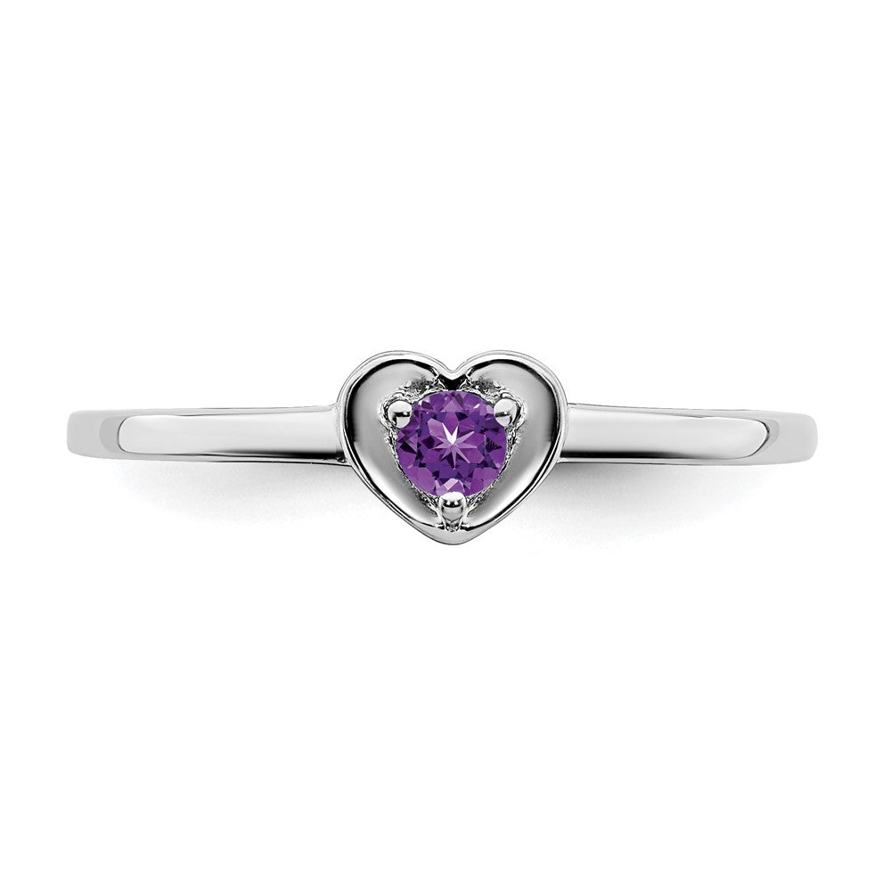 10k White Gold Amethyst Heart Ring
