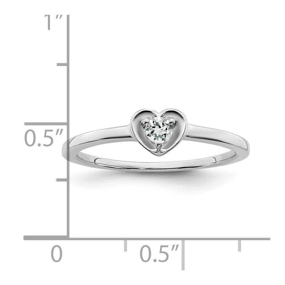 10k White Gold White Topaz Heart Ring