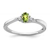 14k White Gold 5x3 Oval August/Peridot and Diamond Ring
