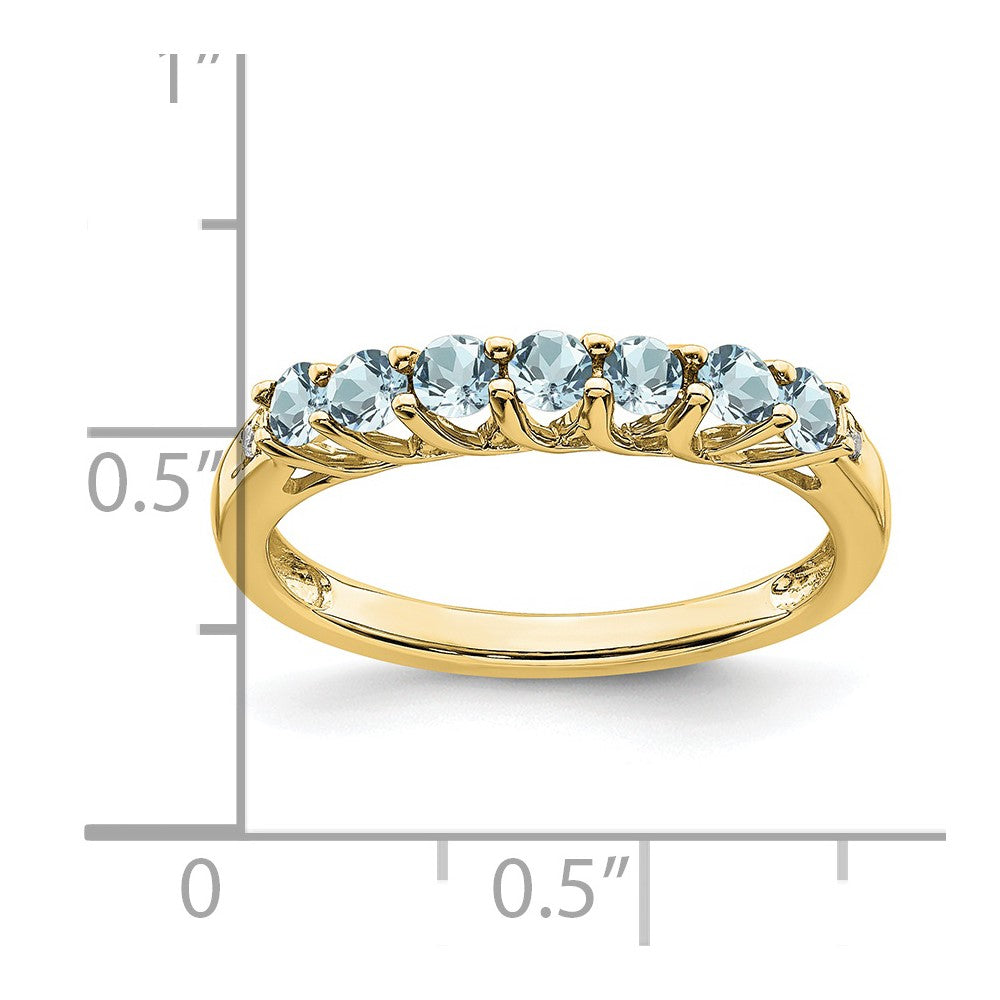 10k Aquamarine and Diamond 7-stone Ring