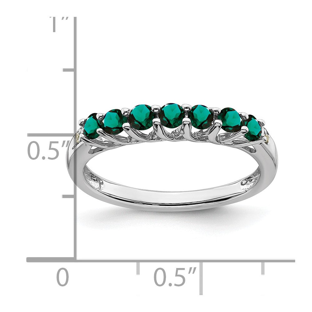 10k White Gold Created Alexandrite and Diamond 7-stone Ring