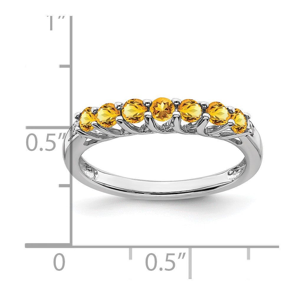10k White Gold Citrine and Diamond 7-stone Ring