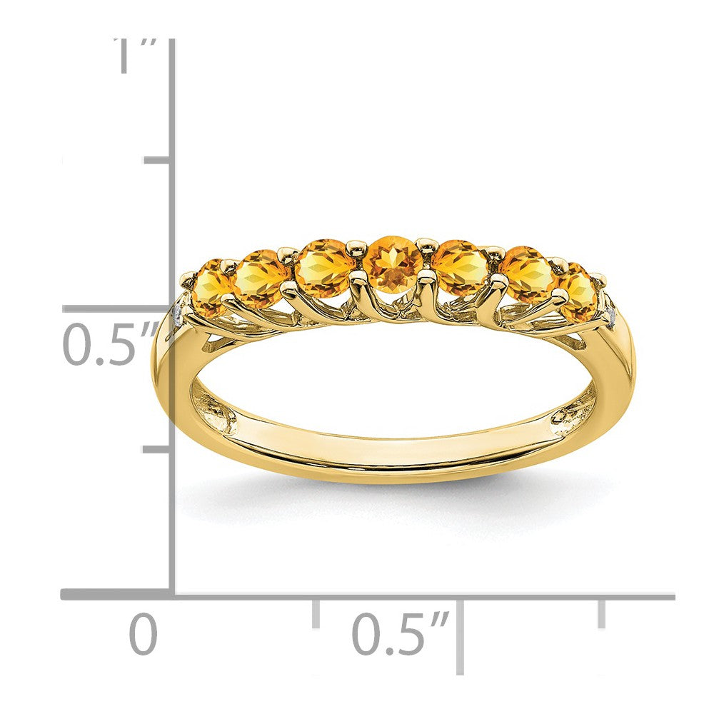 10k Citrine and Diamond 7-stone Ring