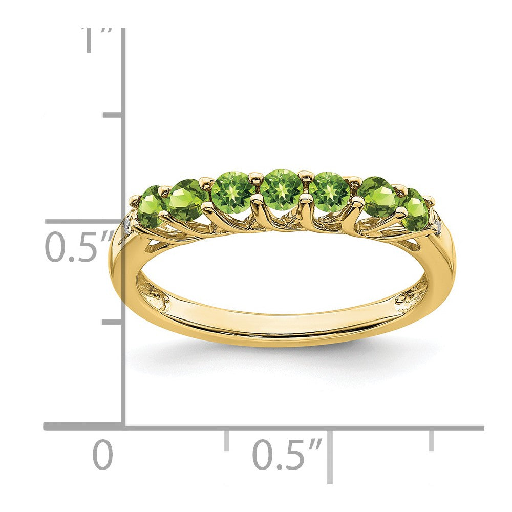 10k Peridot and Diamond 7-stone Ring