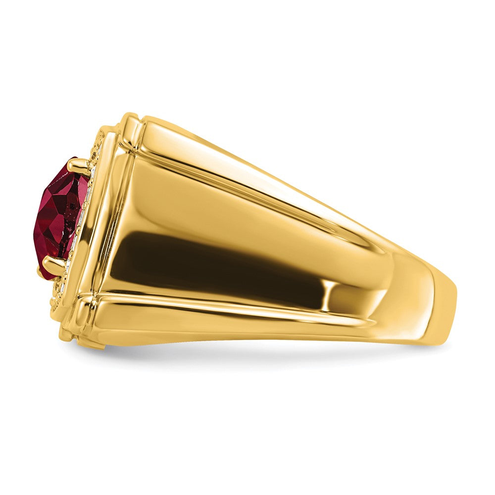 IBGoodman 14k 1/4 carat Lab Grown Diamond VS/SI+ G+ and Lab Created Ruby Men's Ring