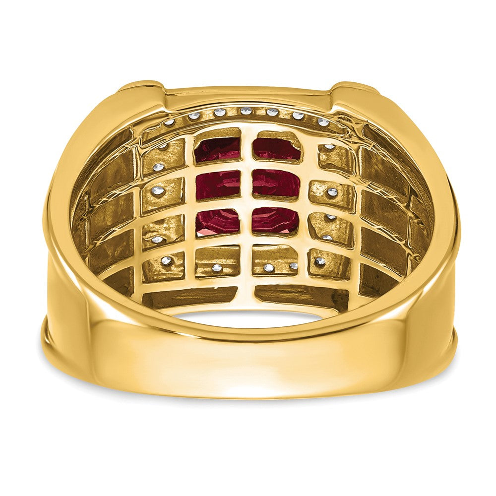 IBGoodman 14k 1/4 carat Lab Grown Diamond VS/SI+ G+ and Lab Created Ruby Men's Ring