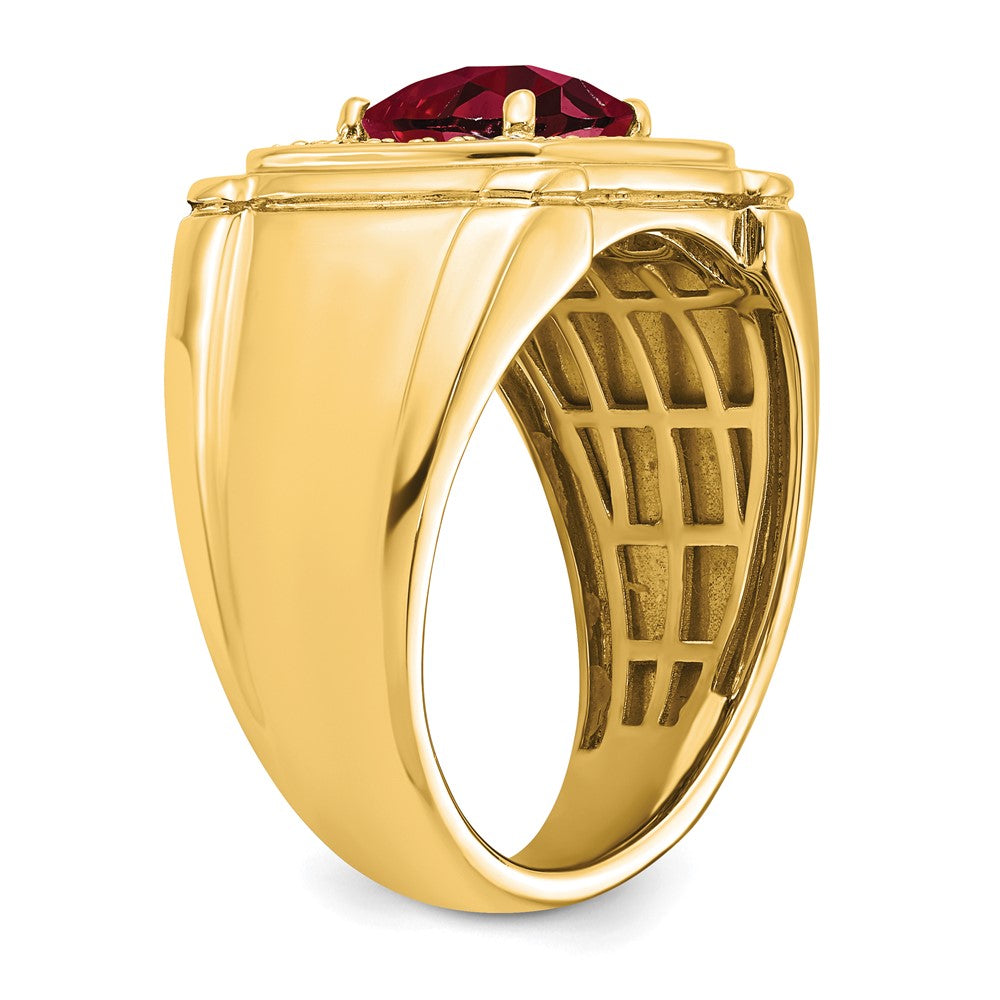 IBGoodman 14k 1/4 carat Lab Grown Diamond VS/SI+ G+ and Lab Created Ruby Men's Ring