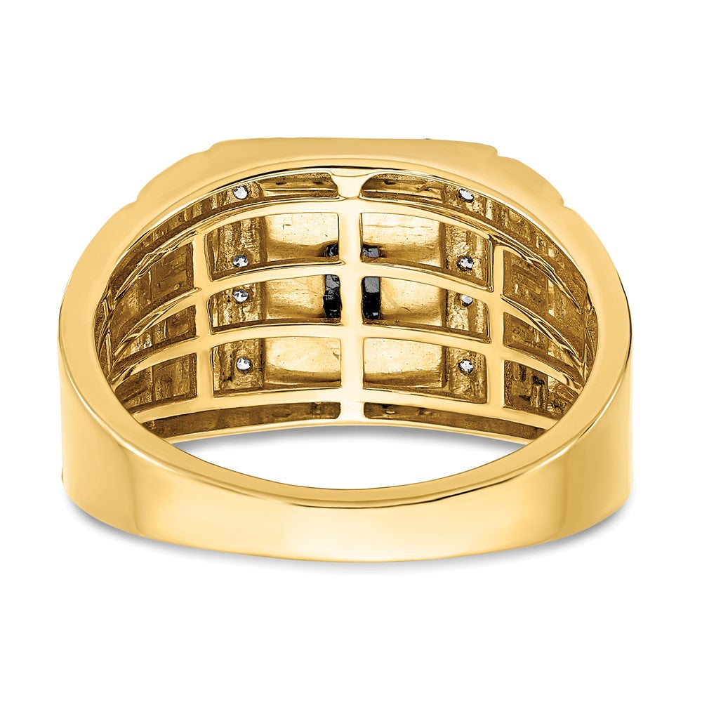 IBGoodman 14k 1/5 carat Lab Grown Diamond VS/SI+ G+ and Onyx Greek Key Design Men's Ring