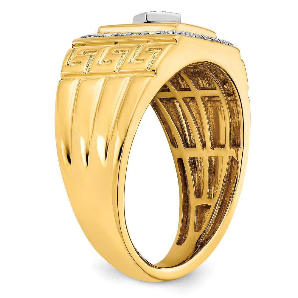 IBGoodman 14k 1/5 carat Lab Grown Diamond VS/SI+ G+ and Onyx Greek Key Design Men's Ring