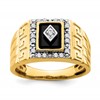 IBGoodman 14k 1/5 carat Lab Grown Diamond VS/SI+ G+ and Onyx Greek Key Design Men's Ring