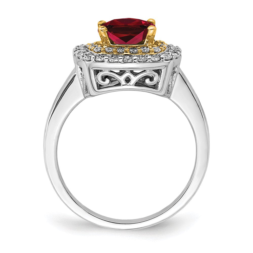 14k Two-Tone 1/2 carat Lab Grown Diamond VS/SI+ G+ and Lab Created Ruby Complete Fashion Ring
