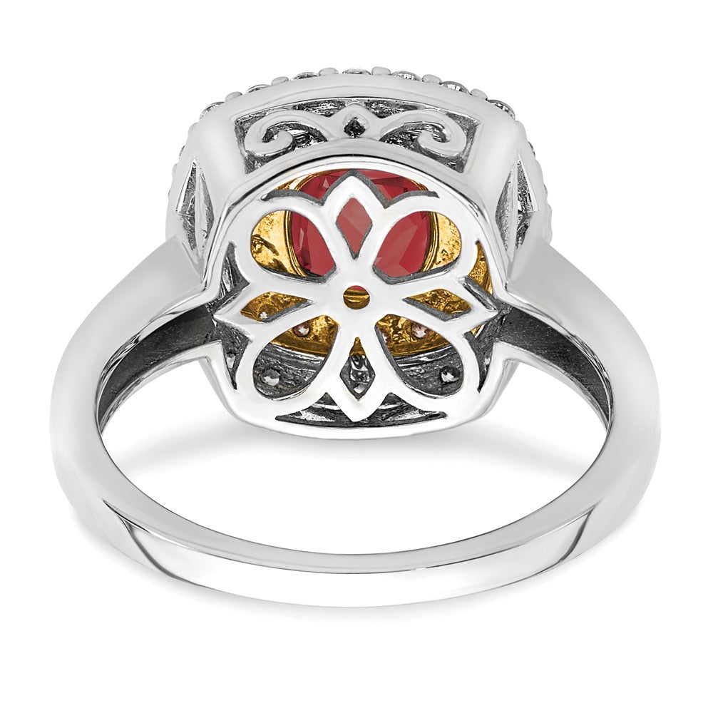 14k Two-Tone 1/2 carat Lab Grown Diamond VS/SI+ G+ and Lab Created Ruby Complete Fashion Ring