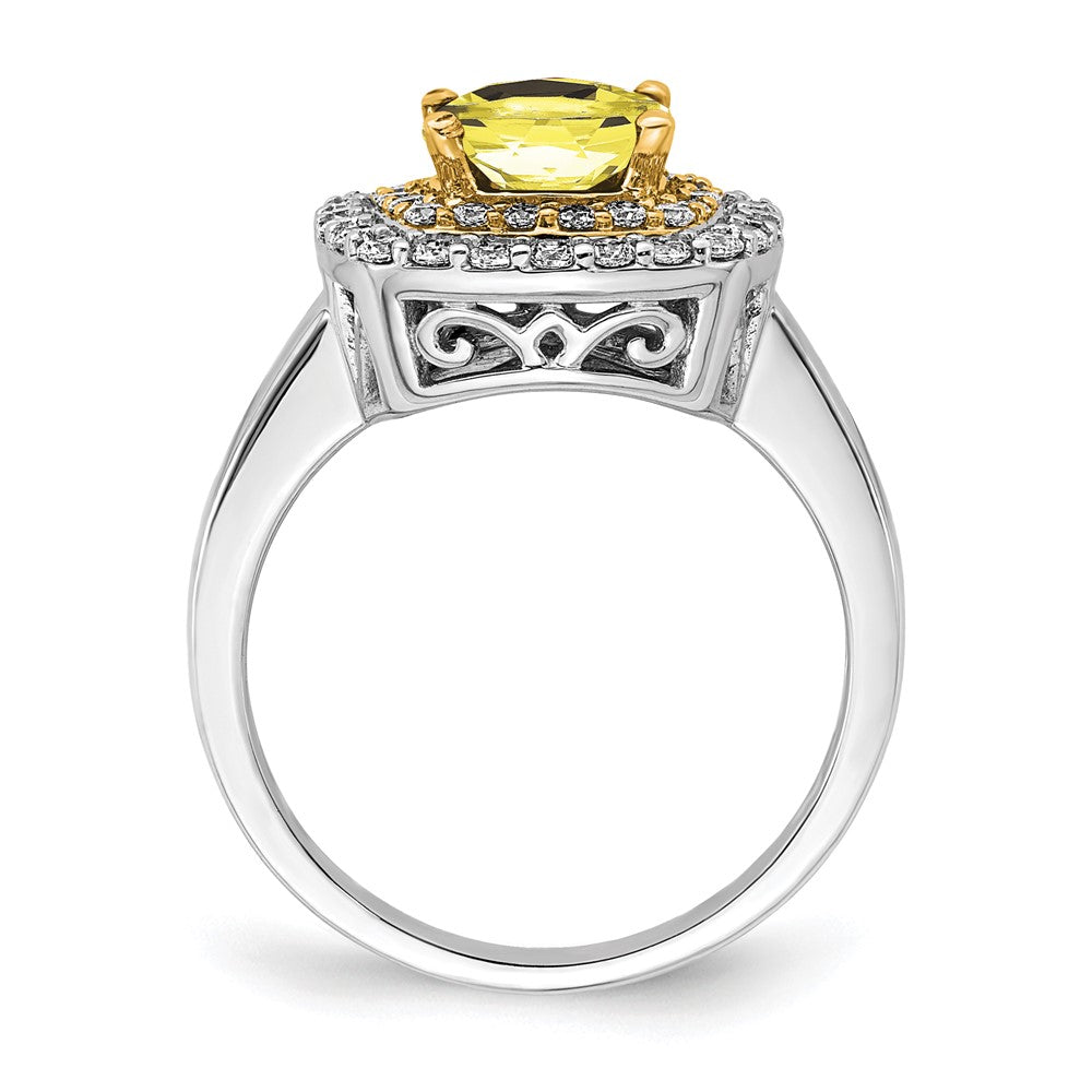 14k Two-Tone 1/2 carat Lab Grown Diamond VS/SI+ G+ and Lab Created Yellow Sapphire Complete Fashion Ring