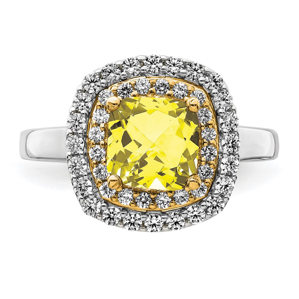 14k Two-Tone 1/2 carat Lab Grown Diamond VS/SI+ G+ and Lab Created Yellow Sapphire Complete Fashion Ring