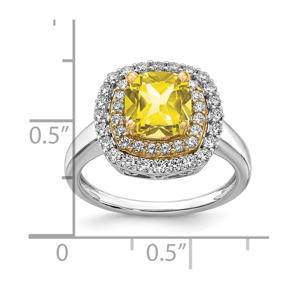 14k Two-Tone 1/2 carat Lab Grown Diamond VS/SI+ G+ and Lab Created Yellow Sapphire Complete Fashion Ring